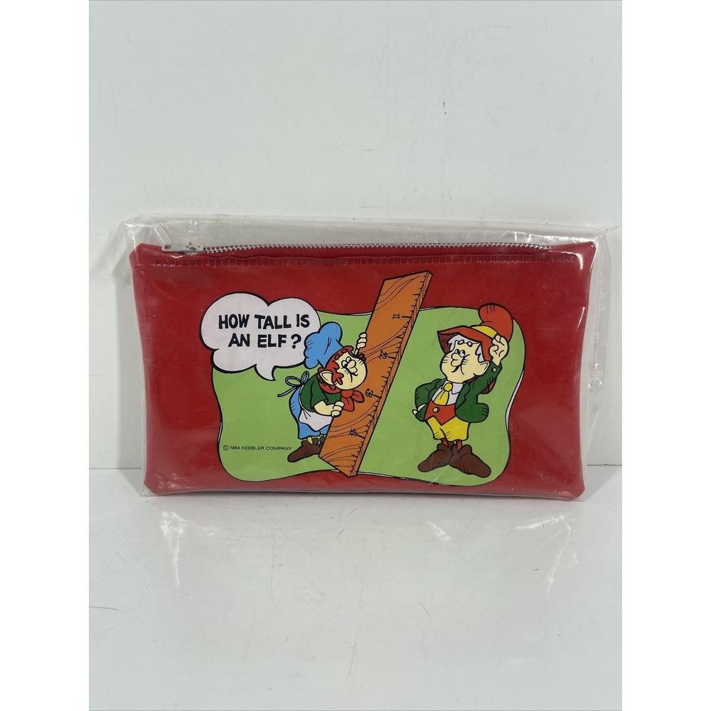 Vintage Keebler Pencil Bag School Pouch Ruler Eraser NOS Rare Elf Snacks